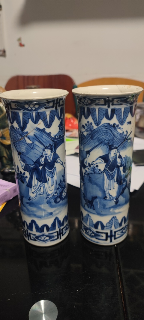 古玩陶瓷光緒青花狩獵圖花觚拍賣,當(dāng)前價格2188元