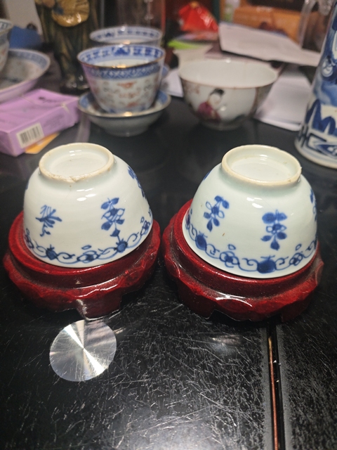 古玩陶瓷康熙青花花卉杯拍賣,當前價格388元