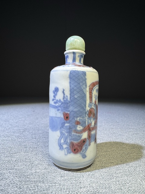 域鉴古玩】清代中晚期青花釉里红人物故事纹鼻烟壶完整拍卖价格