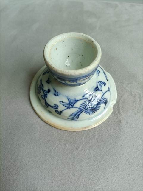 古玩陶瓷青花纏枝花紋高足貢盤拍賣,當前價格178元
