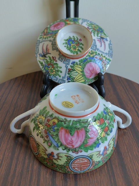 古玩陶瓷廣彩花鳥紋參盅拍賣，當前價格680元