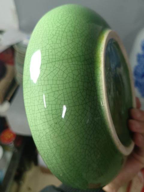 古玩陶瓷創(chuàng)匯時期綠哥釉洗拍賣,當前價格200元