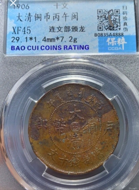 古玩錢幣精美大清銅幣拍賣，當前價格88元