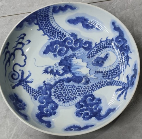 古玩陶瓷雍正過墻龍盤拍賣,當前價格12000元