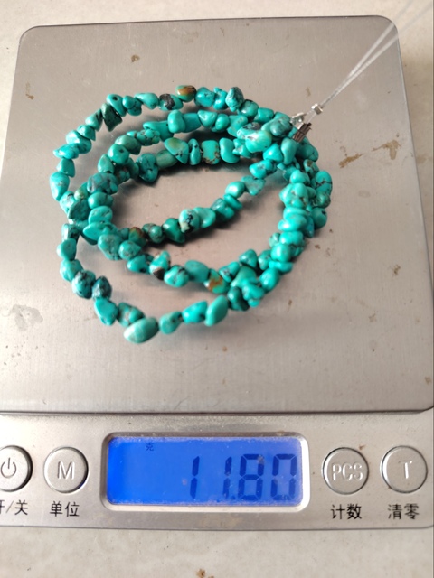 古玩玉器隨型天然綠松石珠串拍賣,當前價格99元