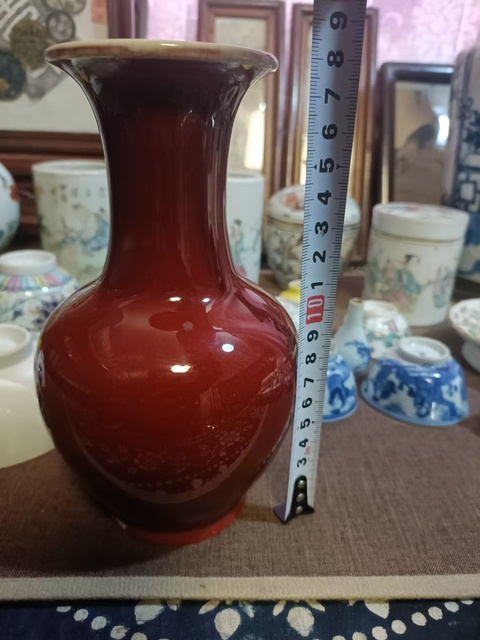 古玩陶瓷民國郎紅釉撇口瓶拍賣，當前價格5888元