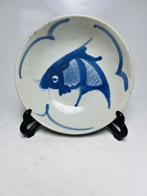 古玩陶瓷青花魚紋盤拍賣,當(dāng)前價(jià)格0元