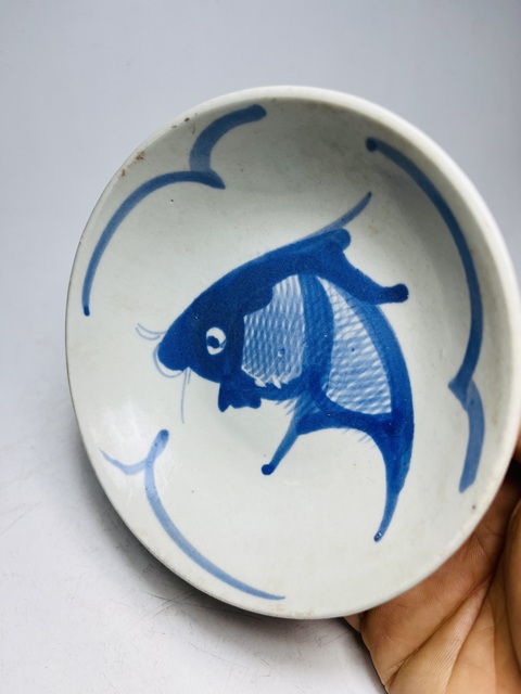 古玩陶瓷青花魚紋盤拍賣,當(dāng)前價(jià)格0元