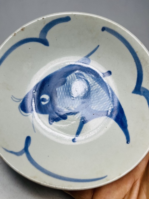 古玩陶瓷青花魚紋盤拍賣,當(dāng)前價(jià)格0元