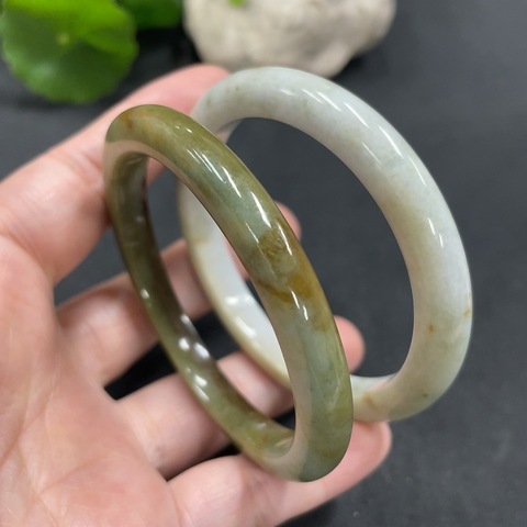 古玩玉器164兩條F17884243 翡翠手鐲一手走 54.9/53.5圈口拍賣,當前價格180元