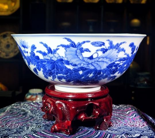 古玩陶瓷【2025新春精品官窯大碗】清光緒青花蜀葵紋碗拍賣，當前價格21800元