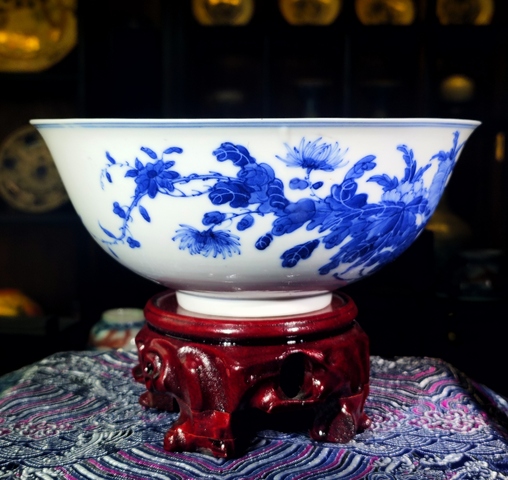 古玩陶瓷【2025新春精品官窯大碗】清光緒青花蜀葵紋碗拍賣，當前價格21800元