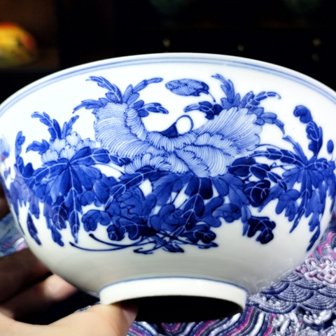 古玩陶瓷【2025新春精品官窯大碗】清光緒青花蜀葵紋碗拍賣，當前價格21800元