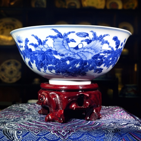 古玩陶瓷【2025新春精品官窯大碗】清光緒青花蜀葵紋碗拍賣，當前價格21800元