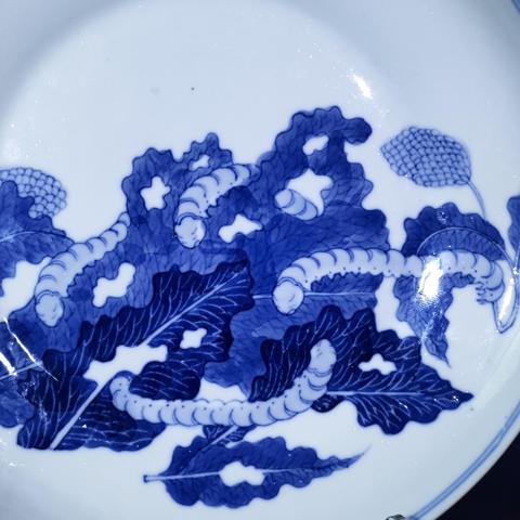 古玩陶瓷【清宣統(tǒng)官窯2025精品】青花蠶食圖盤拍賣,當前價格24800元