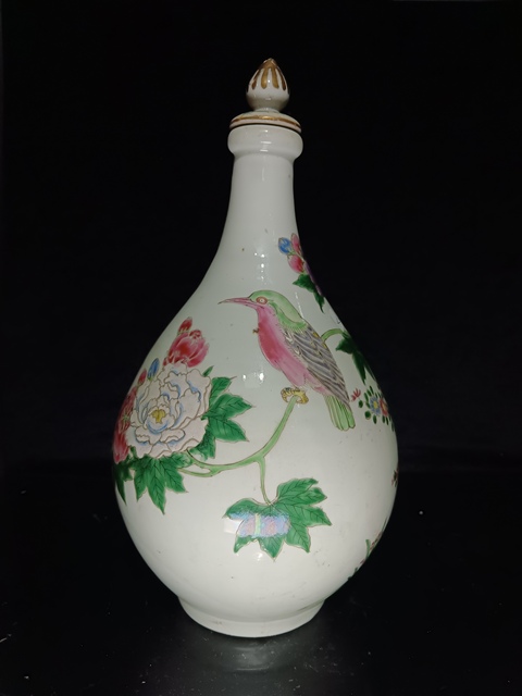 古玩陶瓷晚清花鳥紋粉彩瓶拍賣，當前價格7800元