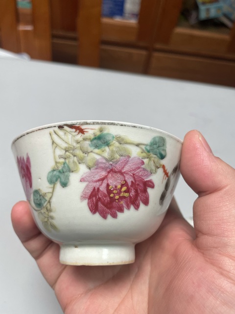 古玩陶瓷清末民初·淺絳彩花鳥紋蓋碗拍賣，當(dāng)前價格4500元