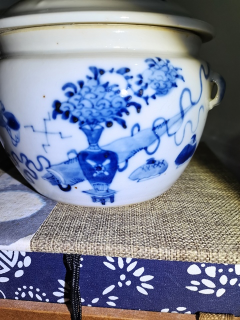 古玩陶瓷晚清青花清供圖粥罐拍賣,當前價格2800元