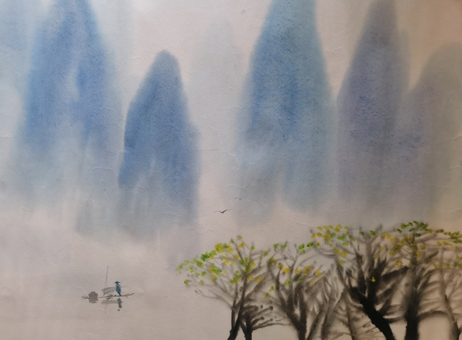 古玩字畫軍旅老書畫家吳仁德漓江晨曦圖拍賣,當(dāng)前價(jià)格299元