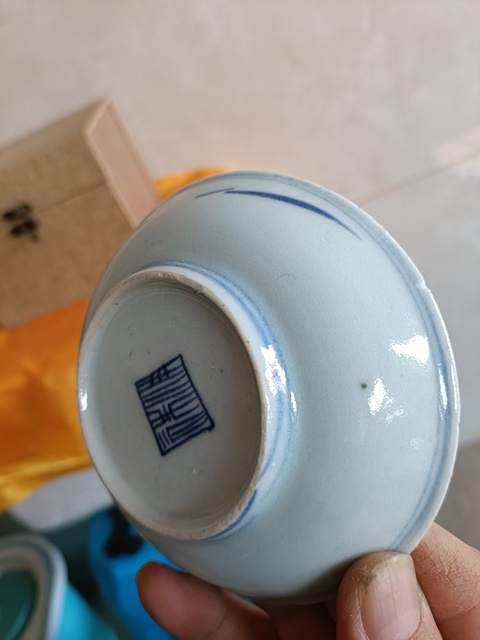 古玩陶瓷清3代雍正方章款青花三星高照圖賞盤拍賣,當前價格1280元