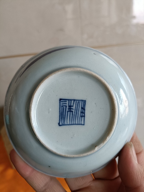 古玩陶瓷清3代雍正方章款青花三星高照圖賞盤拍賣,當前價格1280元