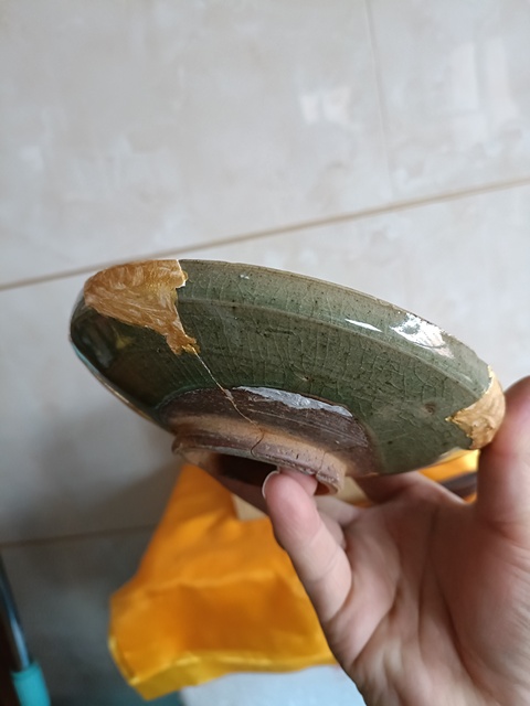 古玩陶瓷宋末金初鈞窯東溝青瓷盤精品拍賣，當前價格598元