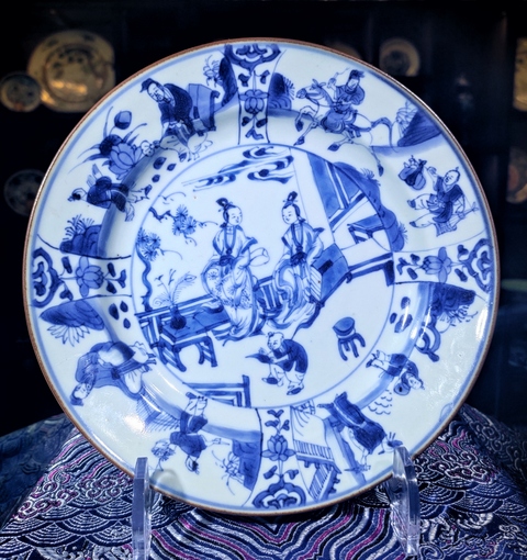 古玩陶瓷【2025康熙人物場景故事精品】11人青花折沿盤拍賣,當前價格11800元