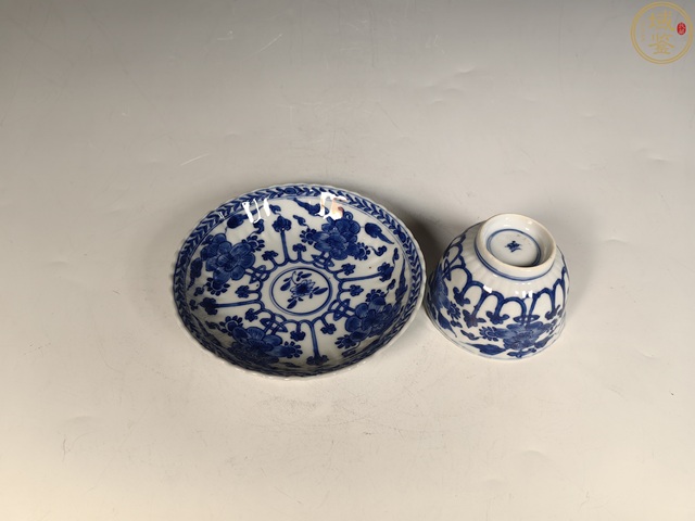古玩陶瓷清康熙·青花花卉紋杯碟拍賣,當前價格1980元