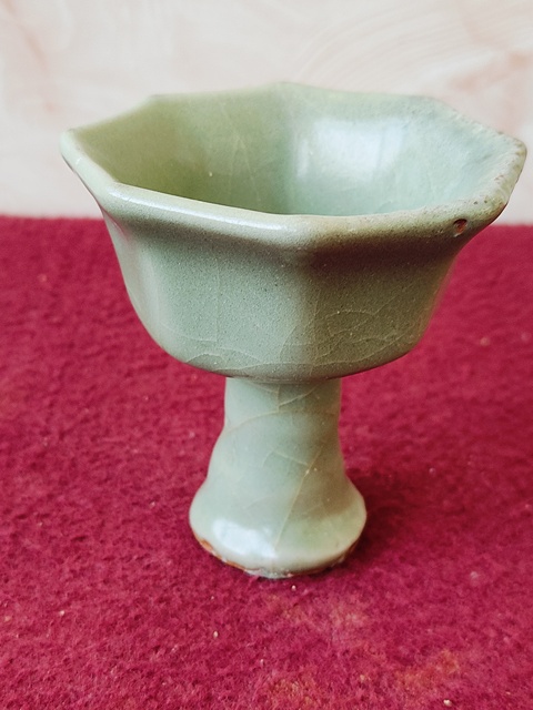 古玩陶瓷元代·青釉八方高足杯拍賣，當前價格13800元