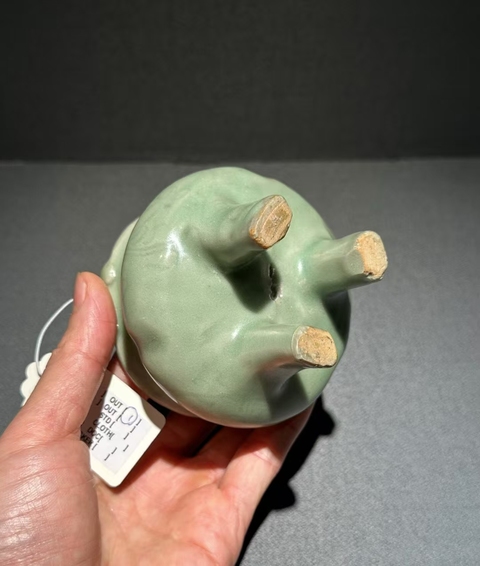 古玩陶瓷元代龍泉窯刻花小琴爐拍賣，當前價格55000元
