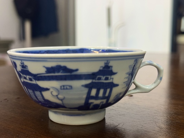 古玩陶瓷青花山水人物紋茶杯拍賣，當前價格788元