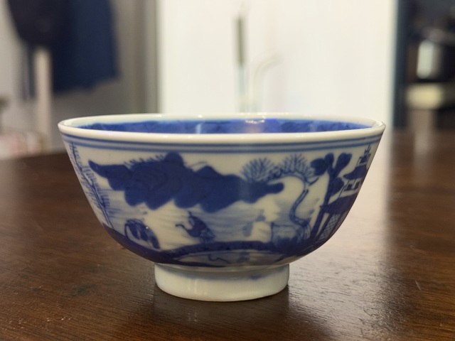 古玩陶瓷青花山水人物紋茶杯拍賣，當前價格788元