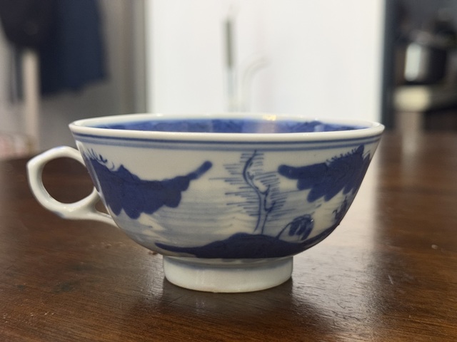 古玩陶瓷青花山水人物紋茶杯拍賣，當前價格788元
