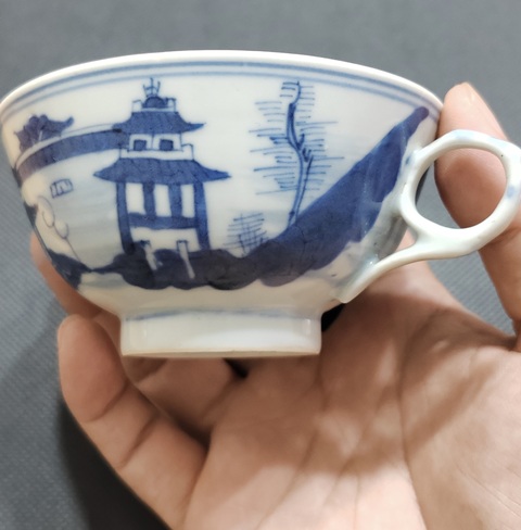 古玩陶瓷青花山水人物紋茶杯拍賣，當前價格788元
