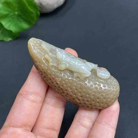 古玩玉器180和田玉掛件 呱呱來財 總重約46.5g拍賣,當前價格198元