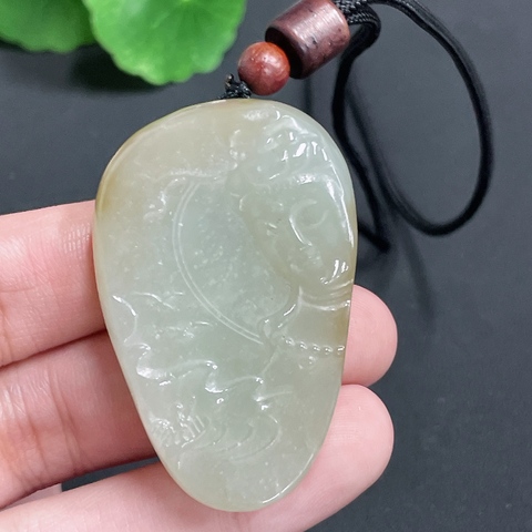 古玩玉器184天然和田玉觀音掛件 含繩重31.25g拍賣，當(dāng)前價格270元