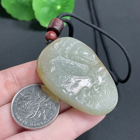 古玩玉器184天然和田玉觀音掛件 含繩重31.25g拍賣，當(dāng)前價格270元
