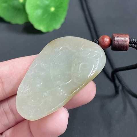 古玩玉器184天然和田玉觀音掛件 含繩重31.25g拍賣，當(dāng)前價格270元