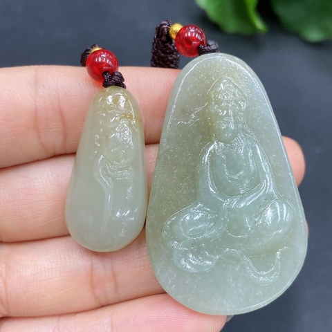 古玩玉器186情侶??裝天然和田玉觀音掛件總重約(含繩)27.5g拍賣,當前價格330元