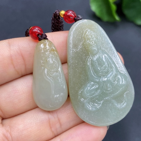 古玩玉器186情侶??裝天然和田玉觀音掛件總重約(含繩)27.5g拍賣,當前價格330元