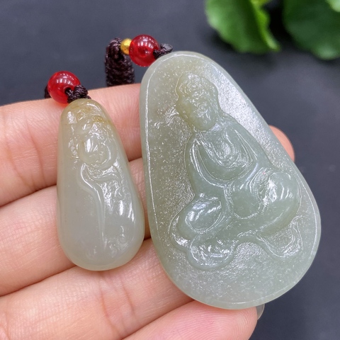古玩玉器186情侶??裝天然和田玉觀音掛件總重約(含繩)27.5g拍賣,當前價格330元