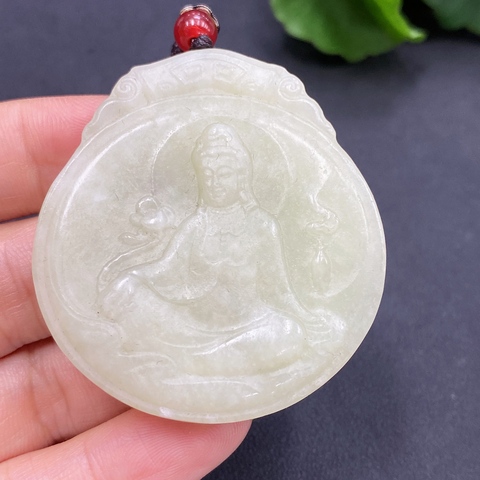 古玩玉器185天然和田玉觀音掛件 總重約(含繩)44g拍賣,當前價格330元