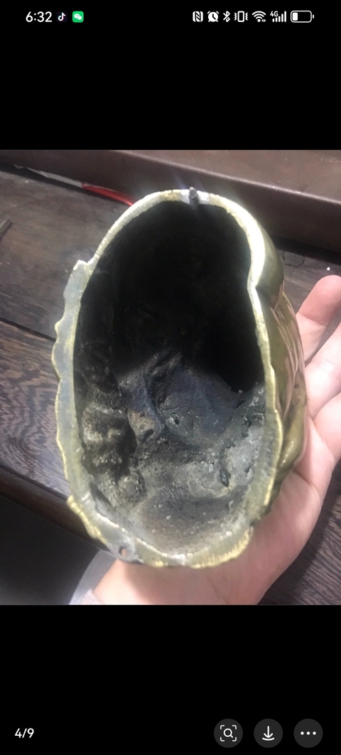 古玩銅器晚清民國嵌銀絲三拿彌勒佛造像像拍賣，當前價格5800元