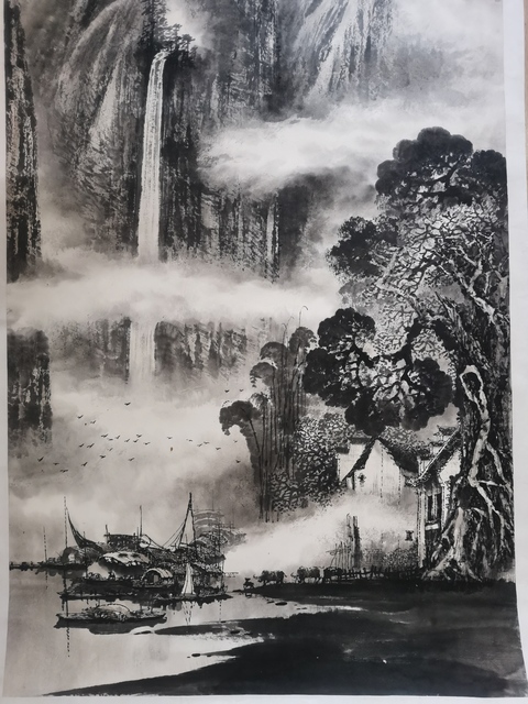 古玩字畫中美協會員當代漓江畫派領軍山水畫家莫桂明山水拍賣,當前價格4000元