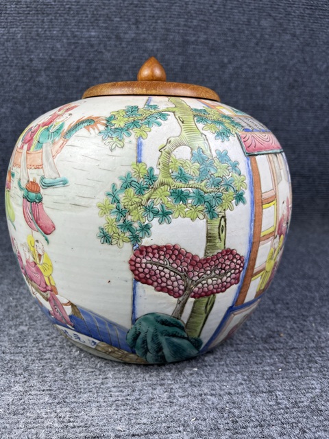 古玩陶瓷（保真卡）粉彩百子鬧春紋西瓜罐拍賣，當前價格9999元