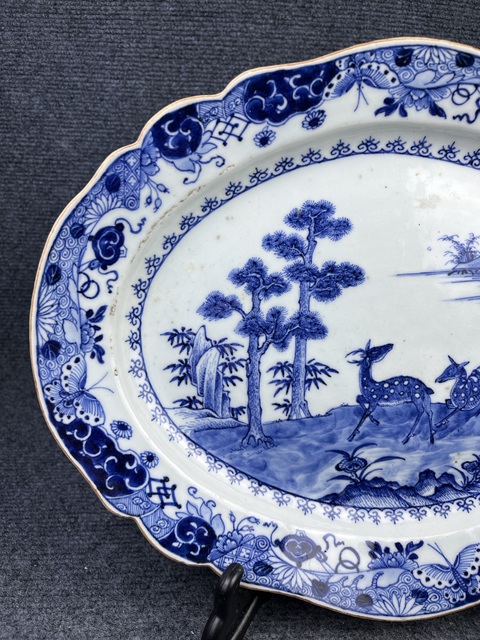 古玩陶瓷松鶴延年青花花口盤拍賣,當前價格3588元