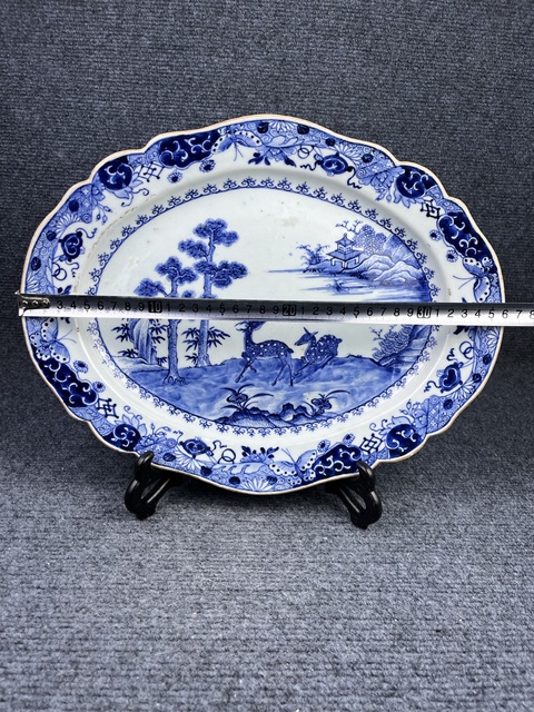 古玩陶瓷松鶴延年青花花口盤拍賣,當前價格3588元