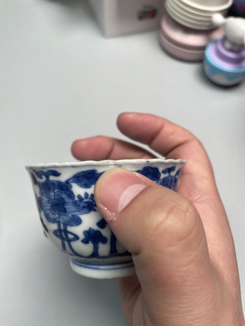 古玩陶瓷清康熙·青花花卉紋杯碟拍賣,當前價格1980元