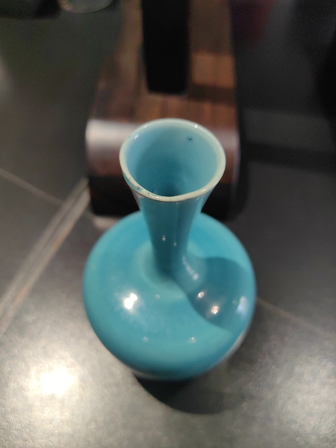 古玩陶瓷孔雀藍釉撇口瓶拍賣,當前價格3688元
