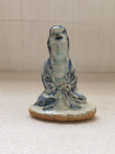 古玩陶瓷青花觀音菩薩造像拍賣，當前價格450元